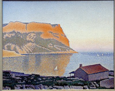Vista da baía de groselha preta, Cap Canaille Pintura de Paul Signac (1863-1935) 1889 Coleção particular - Vista da baía de Cassis, Cap Canaille. Pintura de Paul Signac (1863-1935) de Paul Signac