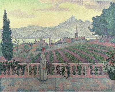 Mulher no terraço, 1898 de Paul Signac