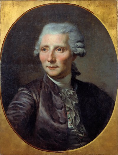 Retrato do homem (anteriormente identificado com Pierre Augustin Caron de Beaumarchais (1732 - 1799). Pintura de Paul Constant Soyer (1823-1903) (da pintura de Jean Baptiste Greuze), óleo sobre tela de Paul Soyer