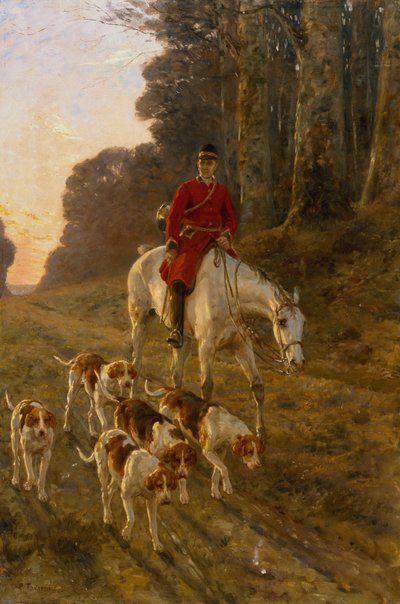 Um caçador com os seus Hounds (óleo sobre tela) de Paul Tavernier