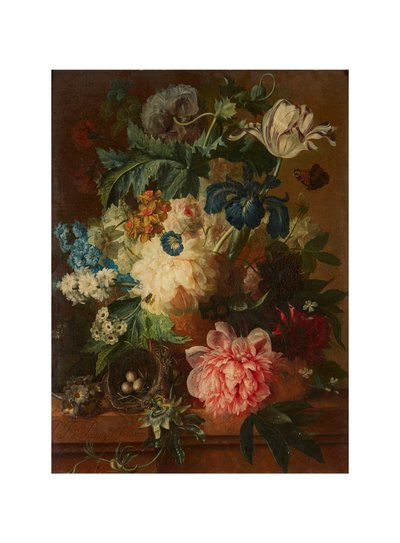 Ainda vida de flores da primavera em uma urna com pés (óleo sobre tela) de Paul Theodor van Brussel