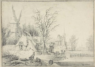 Aldeia com Moinho de Vento e Igreja de Paul Theodor van Brussel
