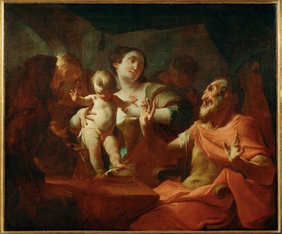 O jovem Moisés diante do Faraó ... (pintura sobre tela) de Paul Troger