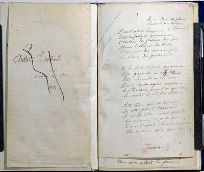 Páginas manuscritas de &39;Romances Sans Paroles&39; com dedicação riscada a Arthur Rimbaud, 1873 de Paul Verlaine