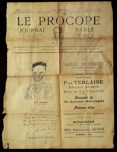 Journal du Procope, café parisiense de Paul Verlaine