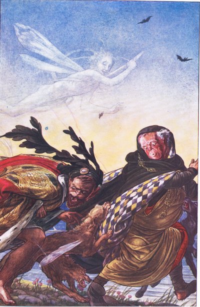 Fúria! Fúria! Lá, tirano, lá Hark! Ouça !, ilustração de The Tempest, 1908 de Paul Vincent Woodroffe