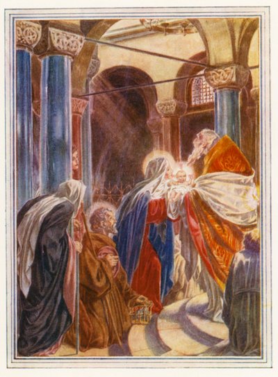 A Apresentação no Templo (litografia a cores) de Paul Vincent Woodroffe