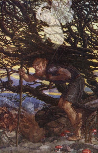 A Tempestade de William Shakespeare, Ato II, Cena 2 (lito colorido) de Paul Vincent Woodroffe