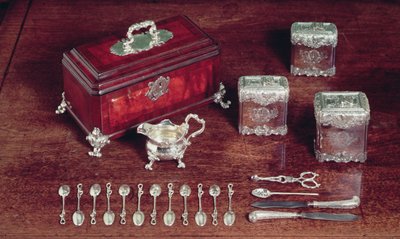 Equipamento para chá, c.1735 (prata e madeira) de Paul de Lamerie