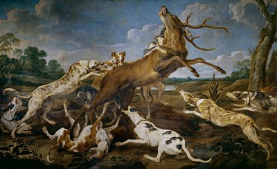 Caça ao veado (óleo sobre tela) de Paul De Vos