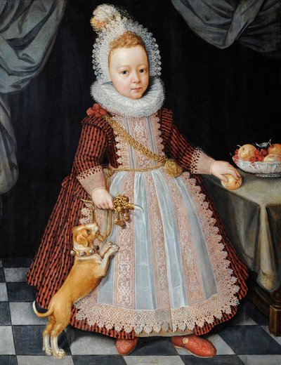 Retrato de uma criança com um chocalho de Paul van Somer