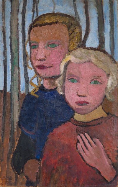 Duas raparigas em frente de bétulas de Paula Modersohn-Becker