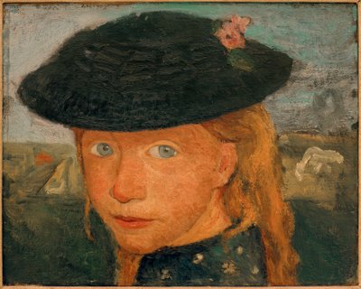 Cabeça de uma menina com chapéu de palha de Paula Modersohn Becker