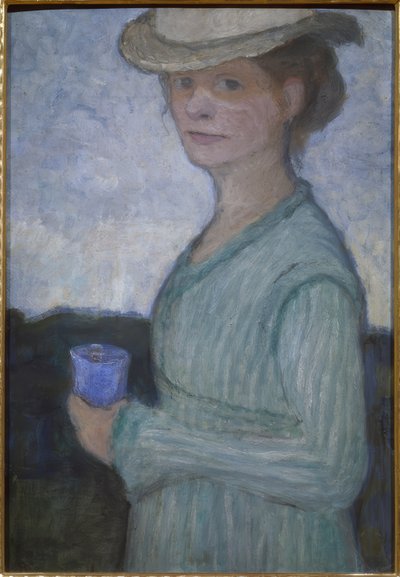 Auto-retrato com vidro azul de Paula Modersohn-Becker