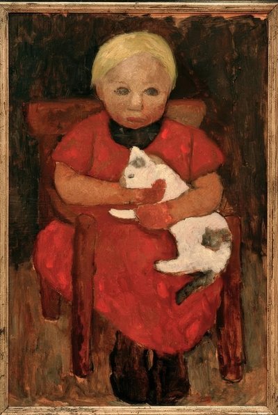 Filho de fazendeiro sentado com gato de Paula Modersohn Becker