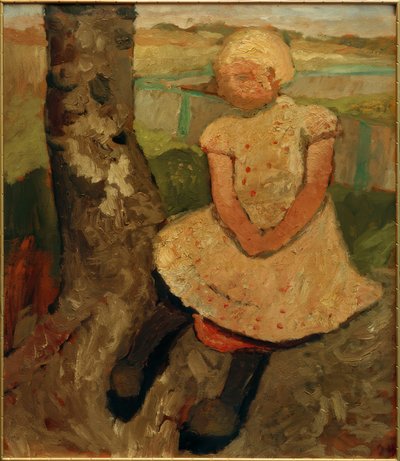 Garoto sentado debaixo de uma árvore de Paula Modersohn Becker