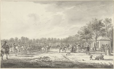 Revista da cavalaria pelo Príncipe Guilherme V sobre o Malieveld em Haia, 1770 de Paulus Constantijn la Fargue