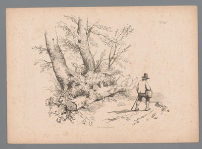 Paisagem com árvores e um homem com bengala e cesta
Estudos da paisagem por Paulus Lauters (título da série)
Nouvelle suite de 40 études de paysages par P. Lauters (título da série) de Paulus Lauters