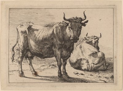 Uma vaca em pé e outra deitada de Paulus Potter