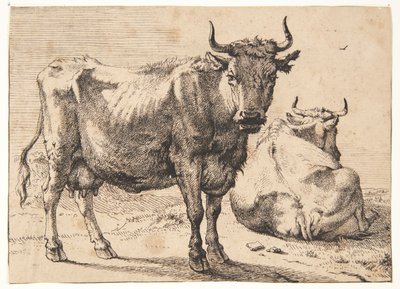 Vaca em pé e deitada de Paulus Potter