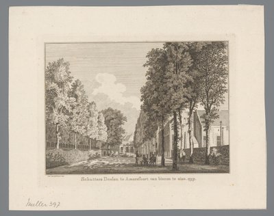 Vista do Doelen em Amersfoort Atiradores Doelen em Amersfoort para ser visto de dentro. 1759 (título no objeto) de Paulus van Liender