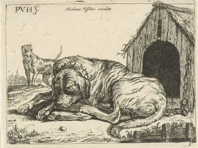 Cão reclinado sobre uma corrente
Cães diferentes (título da série) de Pauwels van Hillegaert