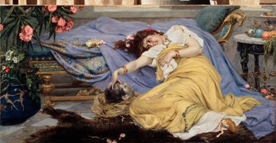Fulvia (Fulvie Flacca Bambula, 77-40 av J-C) avec la tete de Cicero (Marcus Tullius Cicero de Pavel Alexandrovich Svedomsky