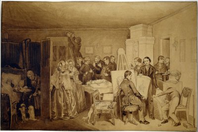 As consequências da morte de Fidelka - Obra de Pavel Andreyevich Fedotov (1815-1852), tinta da china e sépia sobre papel de Pavel Andreevich Fedotov