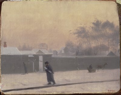 Rua invernal na ilha Vasilievsky, São Petersburgo, c.1851 de Pavel Andreevich Fedotov