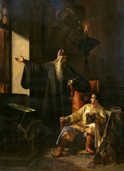 Ivan o Terrível e o padre Silvestre durante o Incêndio de Moscou em 1547
