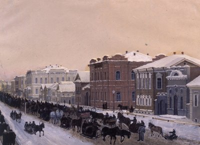 Tomsk, Rua Magistratskaya durante o Entrudo em 1897, 1897. de Pavel Mikhaylovich Kosharov