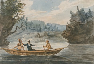 Dois índios e um homem branco em uma canoa, 1811-ca. 1813. de Pavel Petrovic Svin