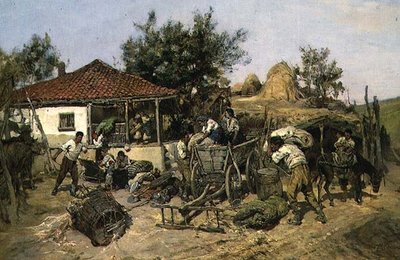 Camponeses carregando um carrinho de compras de Pawel Kowalewsky