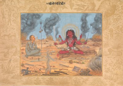 A Deusa Bhairavi Devi com Shiva, ca. 1630-35. de Payag.