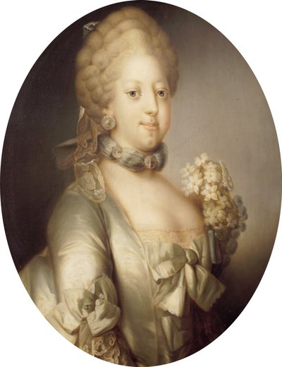 Retrato de Caroline Matilda da Grã-Bretanha 1751-1775, rainha da Dinamarca, ca 1767. de Peder Als
