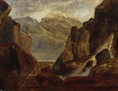 Fjord Landscape with Waterfall (óleo sobre tela) de Peder Balke