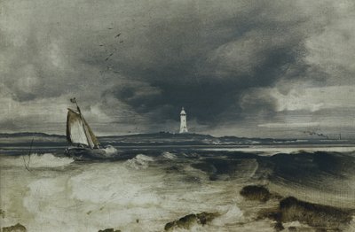 Farol (óleo no painel) de Peder Balke