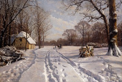 Um passeio de trenó em uma paisagem de inverno de Peder Monsted