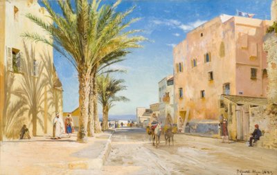Argel, Tarde em Argel - Pintura por P.Mönsted de Peder Monsted