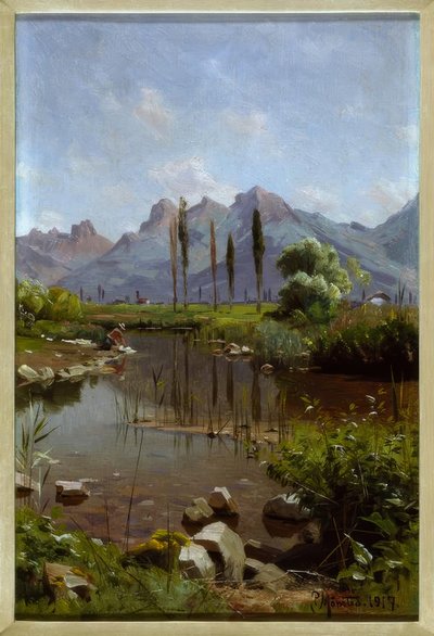 Banco de Creek no lago de Genebra de Peder Monsted