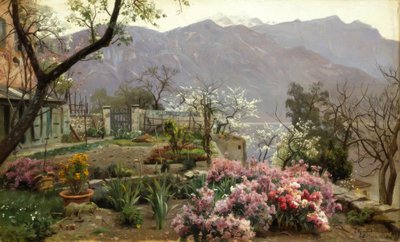 Jardim de flores em Bellagio de Peder Monsted