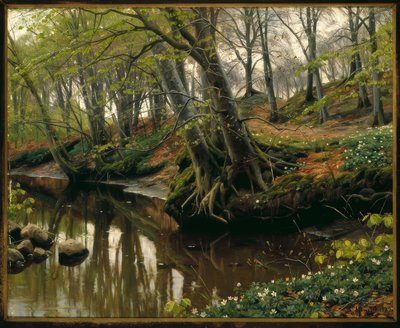 Dia de primavera na borda da floresta de Peder Monsted
