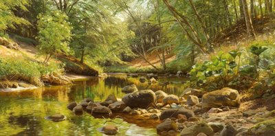 P.Mönsted, Sunny Forest Brook de Peder Monsted
