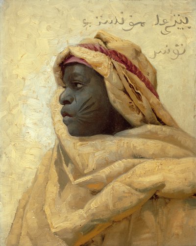Retrato de um núbio (óleo sobre painel) de Peder Monsted