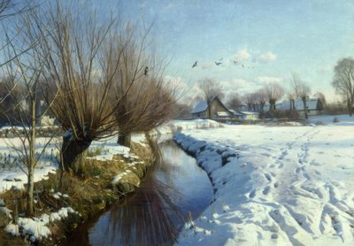 Dia ensolarado de inverno no riacho de Peder Monsted