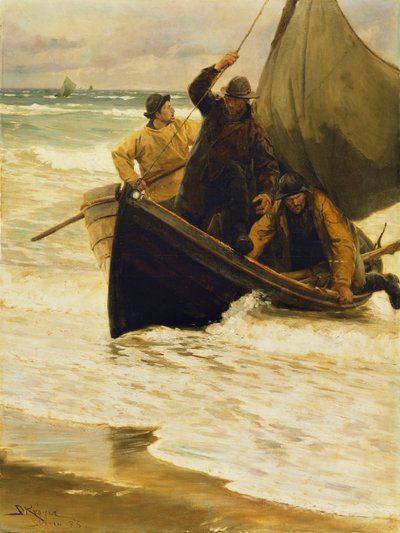 Pescador que volta para casa, Skagen, 1885 de Peder Severin Krøyer