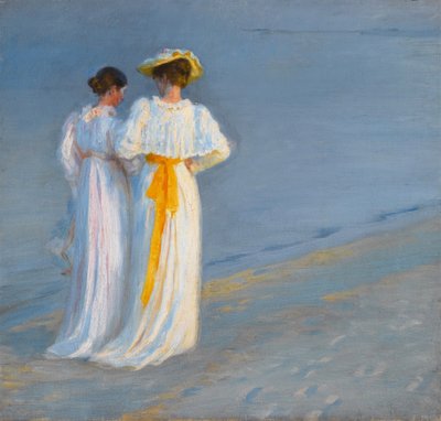 Anna Ancher e Marie Krøyer na praia de Skagen de Peder Severin Krøyer