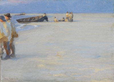 Pescadores na praia do norte de Skagen. Noite de verão de Peder Severin Krøyer