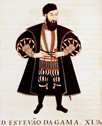 Estevao Da Gama (ca 1505-1576), miniature from Brieve Tratado or Epilogo dos Vizos-Reys de India de Pedro Barretto de Resende