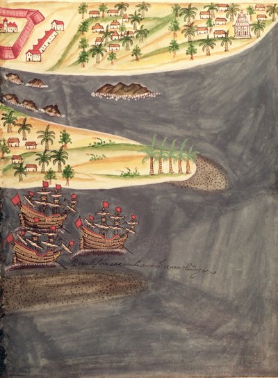 Sloane 197 f.182 Mapa de exploração de Surat, no distrito de Gujarat, na Índia, ilustração de 